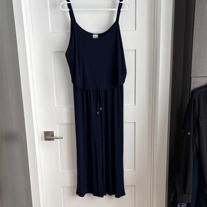 Navy Sleeveless Jumpsuit with Drawstring Waist
